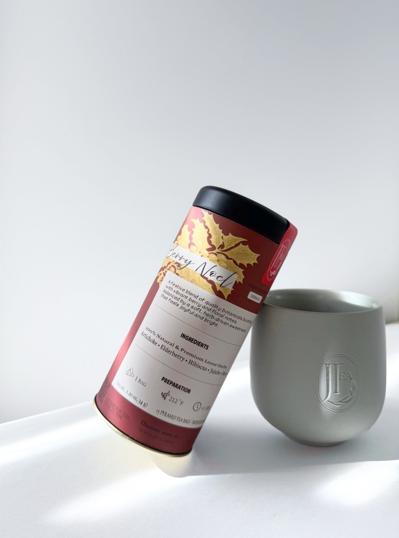 Berry Noel Tea –  15 Pyramid Tea Bags in Tin Can | Holiday Botanical Blend | Artichoke, Elderberry, Hibiscus, Jujube & Rose